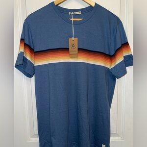 Marine Layer NWT Signature Stripe Crew Tee in Coronet Blue